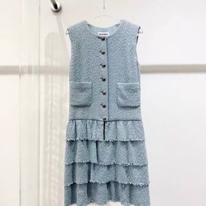 Authentic CHANEL Light Blue Tiered Dress